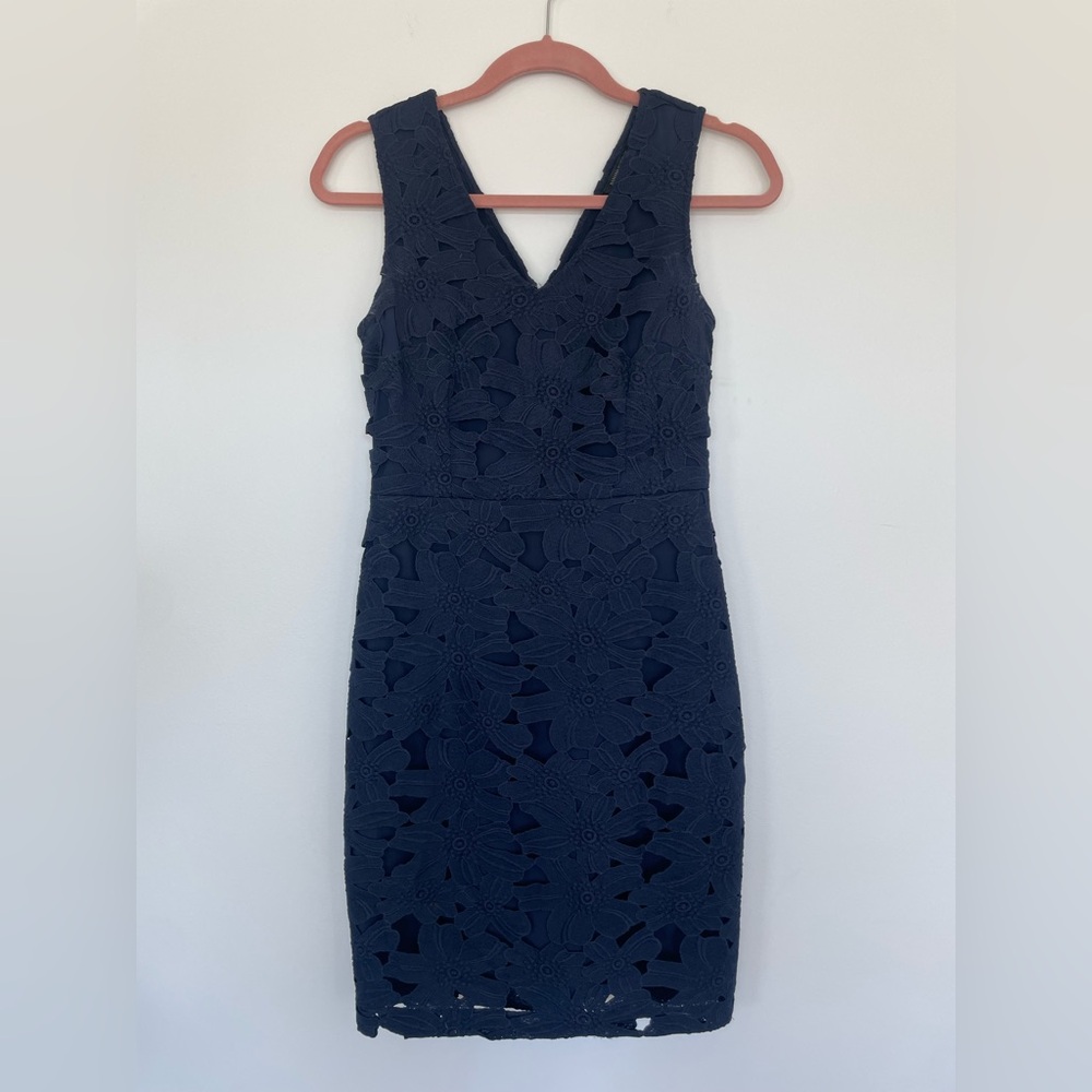 Banana Republic Navy Sleeveless Lace Midi Dress